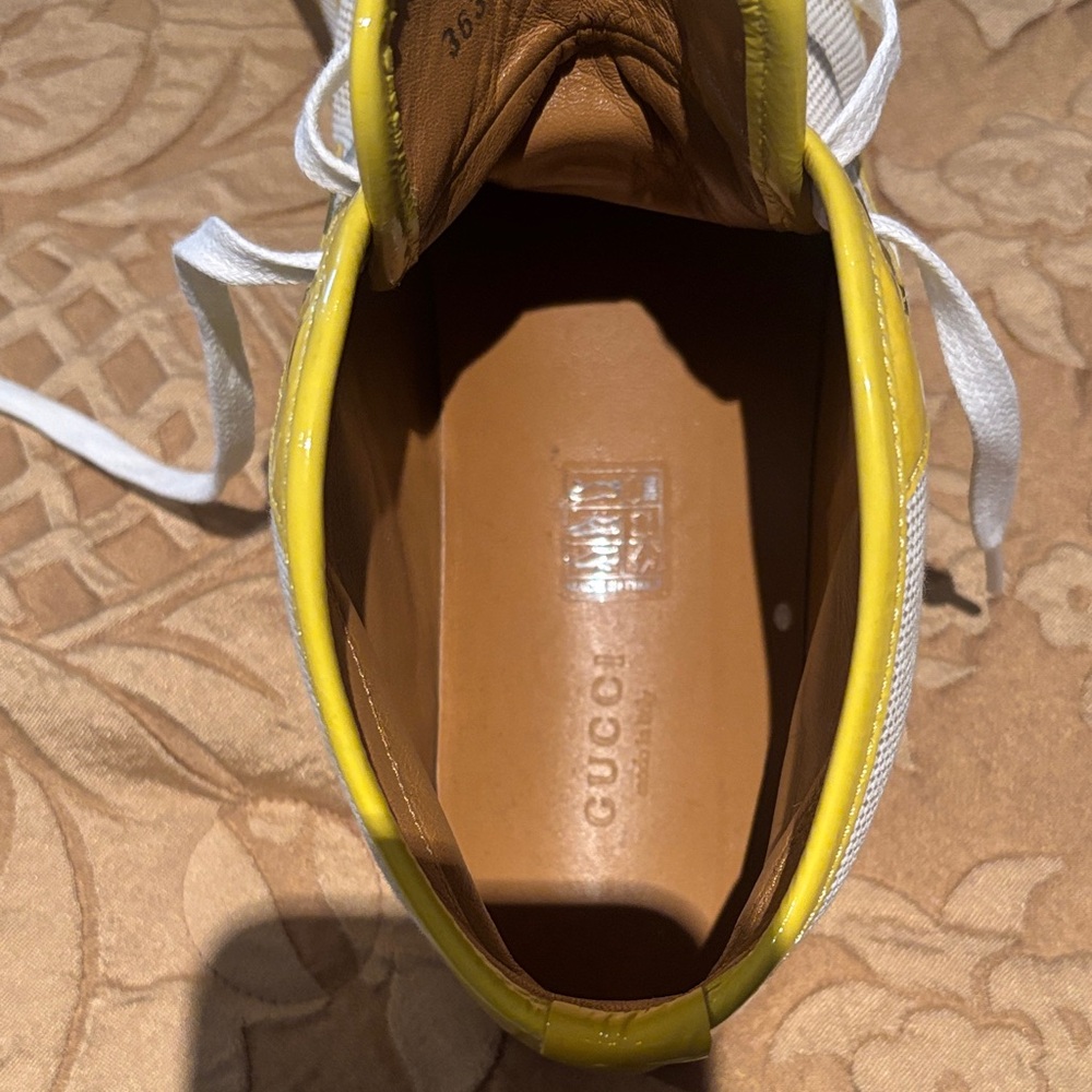 Gucci Yellow and White Leather Sneakers - Picture 3 of 6